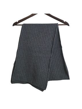 Murano Gray Ribbed Knit Merino Wool Cashmere Blend Scarf